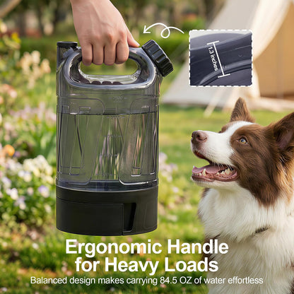 Portable Dog Travel Water Bottle 84 oz, Dog Camping Hiking Walking Beach Park Outdoor Essentials, Large Dog Water Bottle Bowl Dispenser, Leak Proof Pet Water Bottle for Dogs,