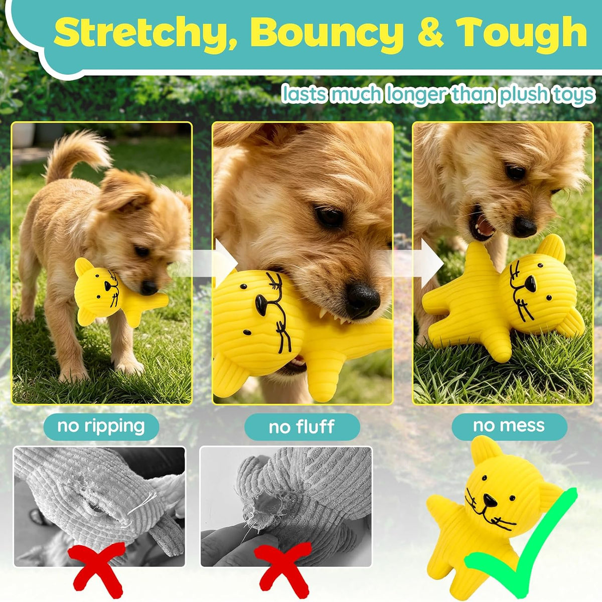 LECHONG 5 Pack Latex Dog Toys for Small Dogs – Squeaky Squeeze Toys, Puppy Teething Chew Toys, Soft Rubber Pet Toys, 4.7” Cute Farm Animal Set (Cow, Rabbit, Cat, Pig, Rooster)