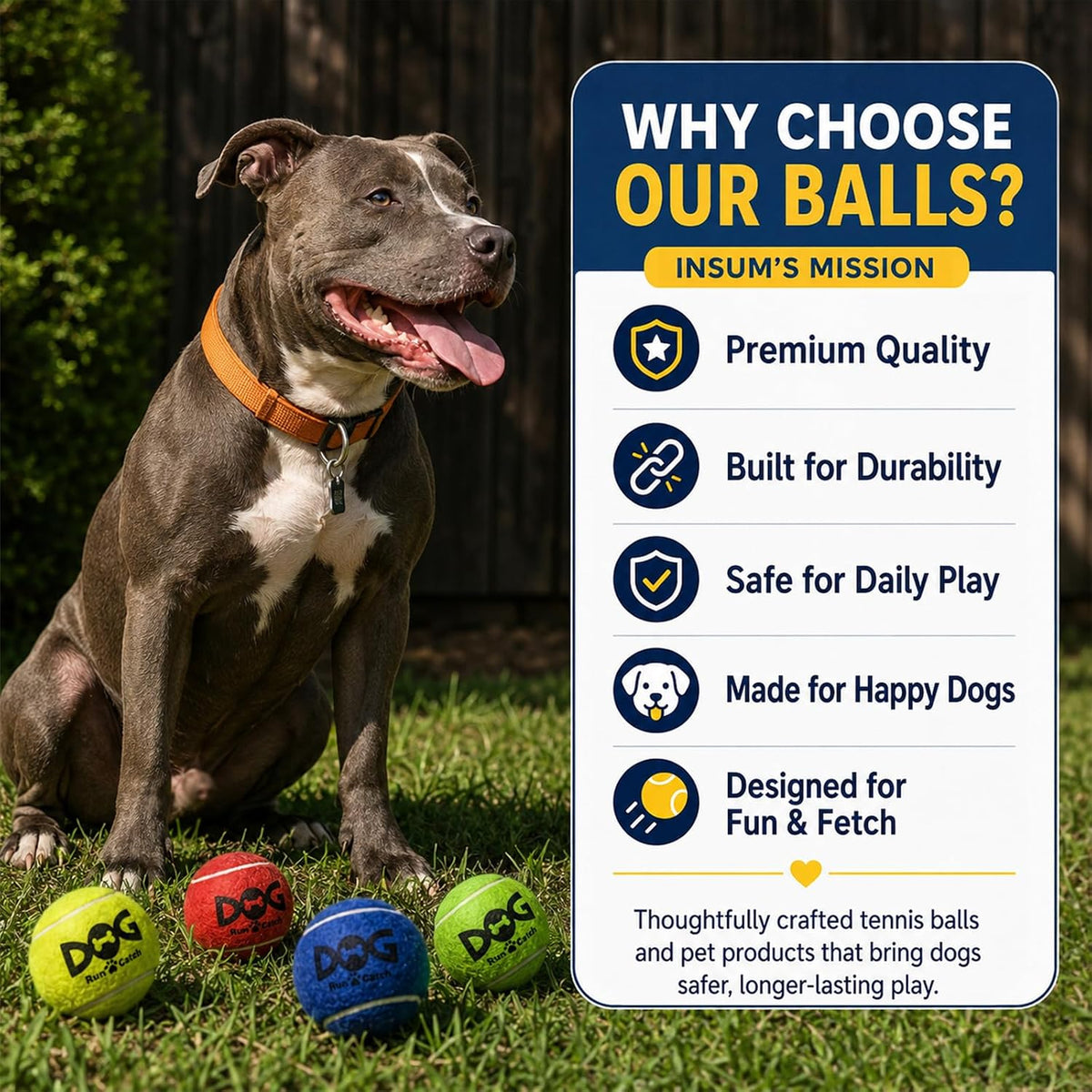 INSUM Tennis Balls for Dogs, 12 Pack Colorful Dog Toys Balls