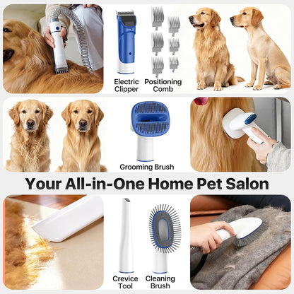 Buenkee Dog Grooming Vacuum Kit, 15000Pa Clipper, Shedding Brush, 2L, White