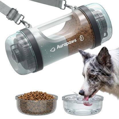 Dog Water Bottle Portable 20.3oz with Food Container & 2 Bowls