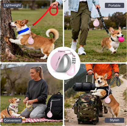 Portable Dog Water Bottle 10oz Stainless Steel Travel Bowl