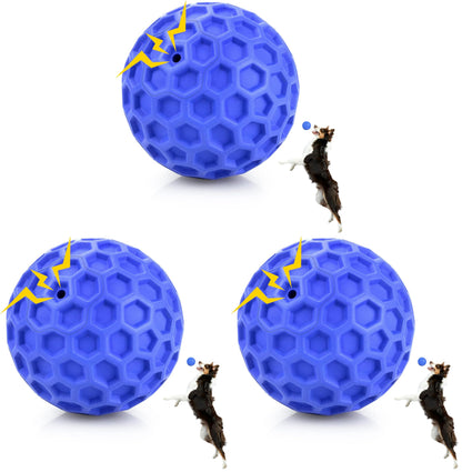 DISSKNIC Indestructible Squeaky Dog Ball, Relieves Anxiety, Cleans Teeth, Interactive Chew Toy for Aggressive Chewers, Dog Toy for Large Breeds, Outdoor Waterproof