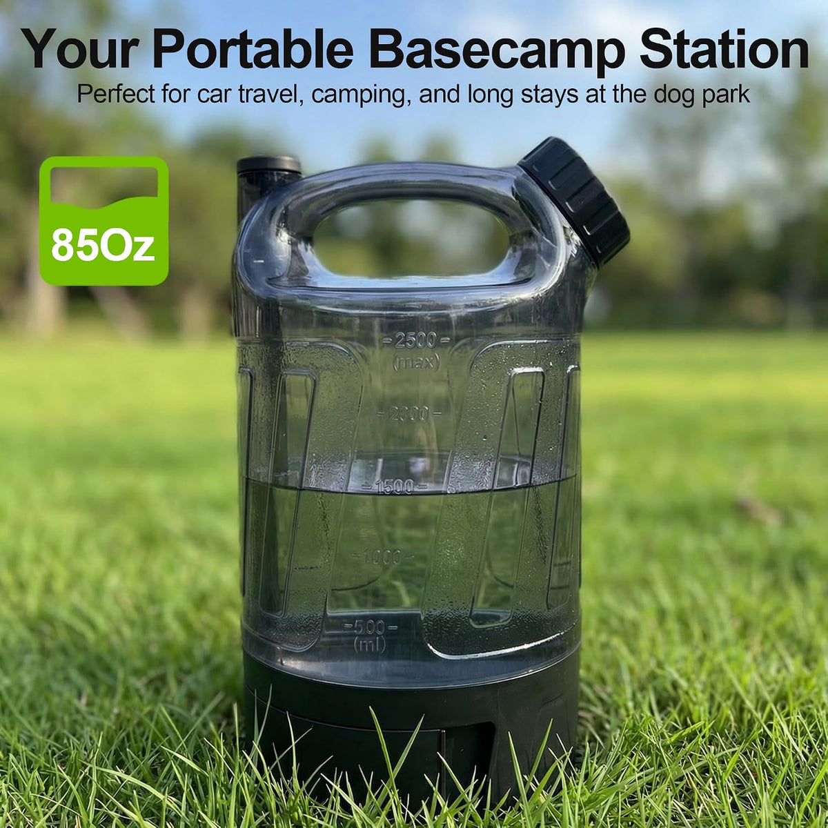 Portable Dog Travel Water Bottle 84 oz, Dog Camping Hiking Walking Beach Park Outdoor Essentials, Large Dog Water Bottle Bowl Dispenser, Leak Proof Pet Water Bottle for Dogs,