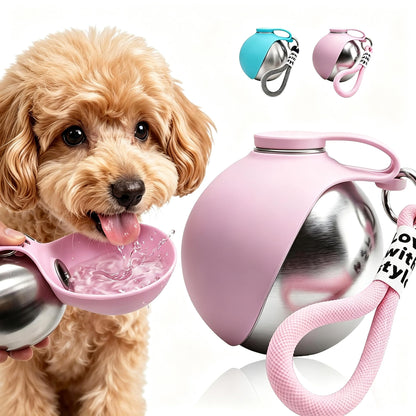 Edible Silicone Dog Water Bottle with Bowl, Portable Leak-Proof for Travel