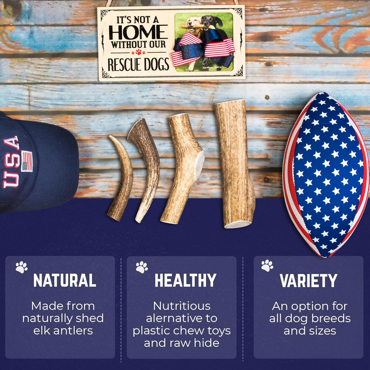 Devil Dog Pet Co Whole Elk Antlers for Dogs, XL, Aggressive Chewers
