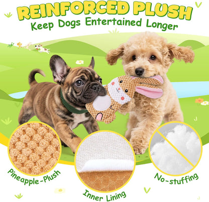 XIUGOAL Dog Toys to Keep Them Busy, 3 Pack No Stuffing Interactive Dog Toys with Crinkle, Squeaky Puppy Chew Toys for Small, Medium Breeds