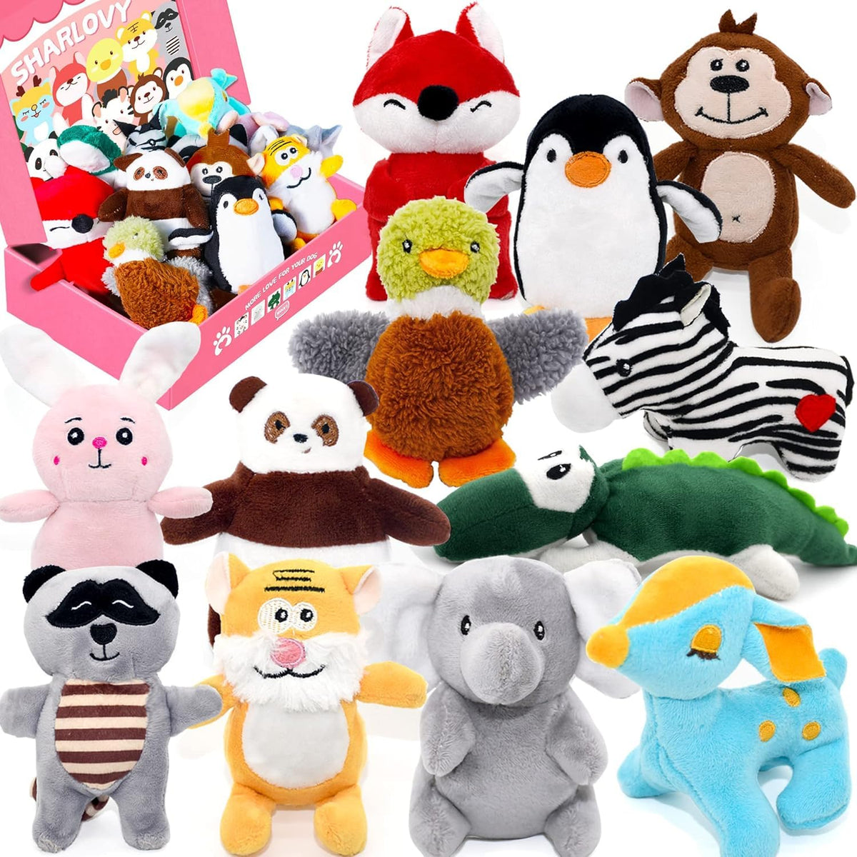 SHARLOVY No Stuffing Dog Toys Crinkle Squeaky, Long Lasting Chews for Aggressive, Durable Plush Dog Puppy Chew Toys for Teething, with 6 Tough Layers for Small Medium Large Breed-5pack,Large