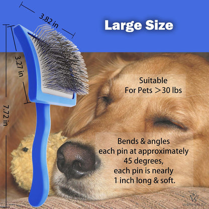 Slicker Brush for Dogs - Long Pin Doodle Grooming Brush, Large