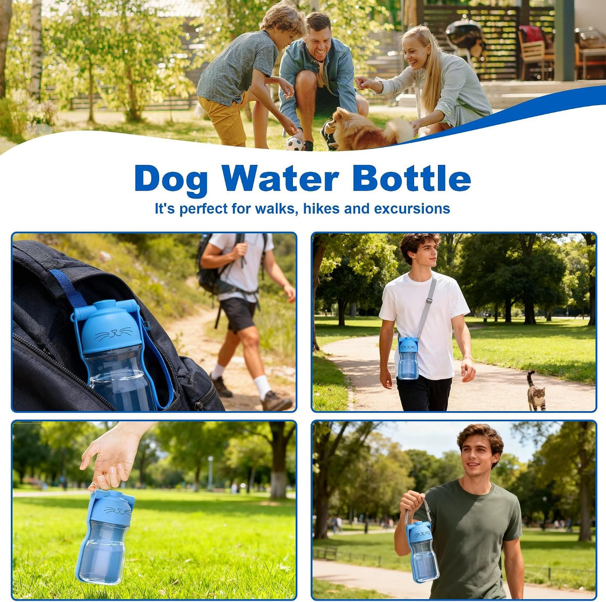 Amerisun Dog Water Bottle16.9 OZ Collapsible Leak-Proof Pet Water Bowl