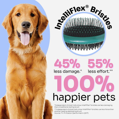Wet Brush Ultimate Dual-Sided Detangling Brush - Ultra Soft IntelliFlex Bristles, Removes Loose Hair & Dirt for Dogs, Cats, Rabbits - Teal
