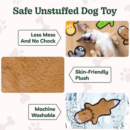 SHARLOVY No Stuffing Dog Toys Crinkle Squeaky, Long Lasting Chews for Aggressive, Durable Plush Dog Puppy Chew Toys for Teething, with 6 Tough Layers for Small Medium Large Breed-5pack,Large