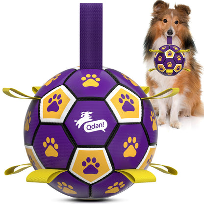 QDAN Dog Toys Dog Balls, 6 Inch Dog Soccer Ball with Straps, Herding Balls