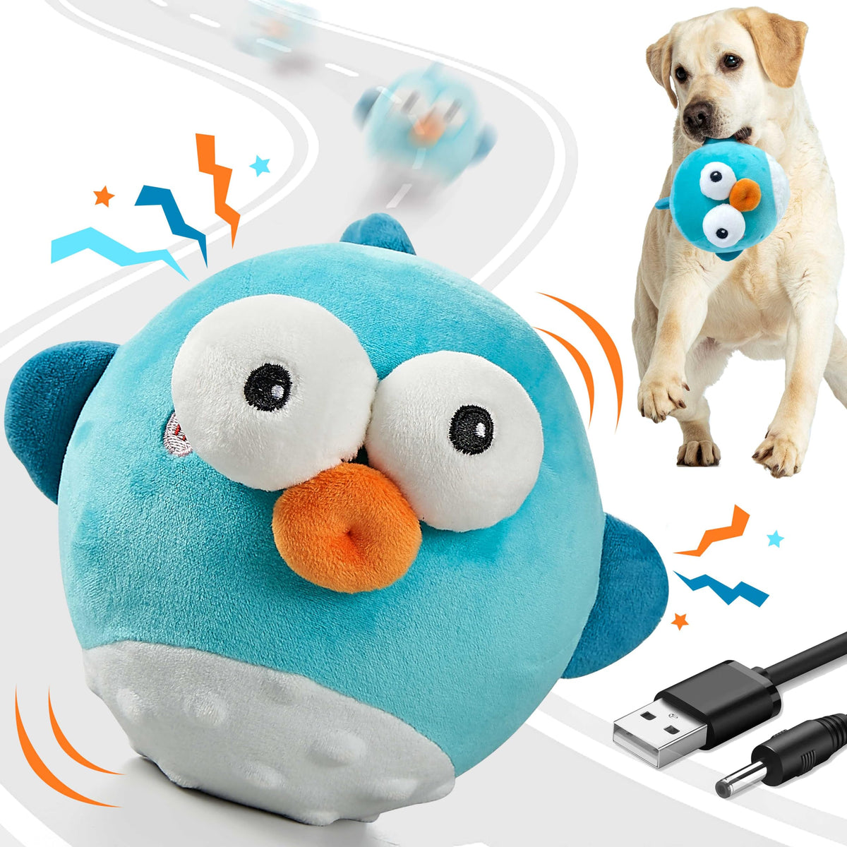 GUKCO Interactive Dog Toys, Moving Ball Toy with Jumping & Music(Chick)
