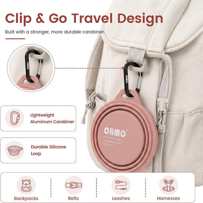 OHMO Collapsible Dog Bowls for Pet Travel, 12oz, 2pcs, Coral&Brick Red
