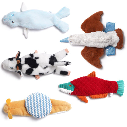 Nocciola Dog Squeaky Toys, 5 PCS Crinkle Plush Dog Toys, No Stuffing Dog Toys for Small Medium Large Dogs, Stuffless Puppy Toys for Boredom