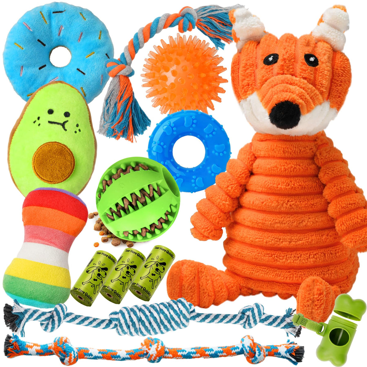 Zeaxuie 9 Pack Luxury Puppy Toys for Teething Small Dogs, Puppy Chew Toys with Cute Squeaky Dog Toys, Ball and More Rope Dog Chew Toys