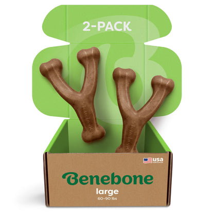 Benebone Wishbone Dog Chew Toy for Aggressive Chewers, Real Bacon, Medium