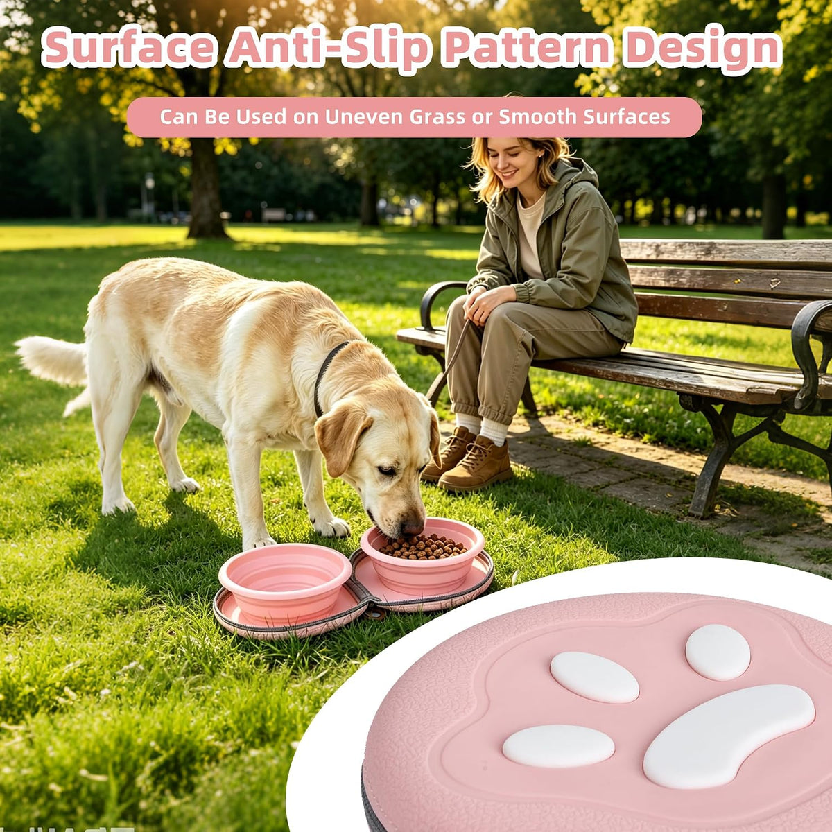 Zegcohjave 2-in-1 Collapsible Dog Bowls,Portable Dog Food and Water Bowl