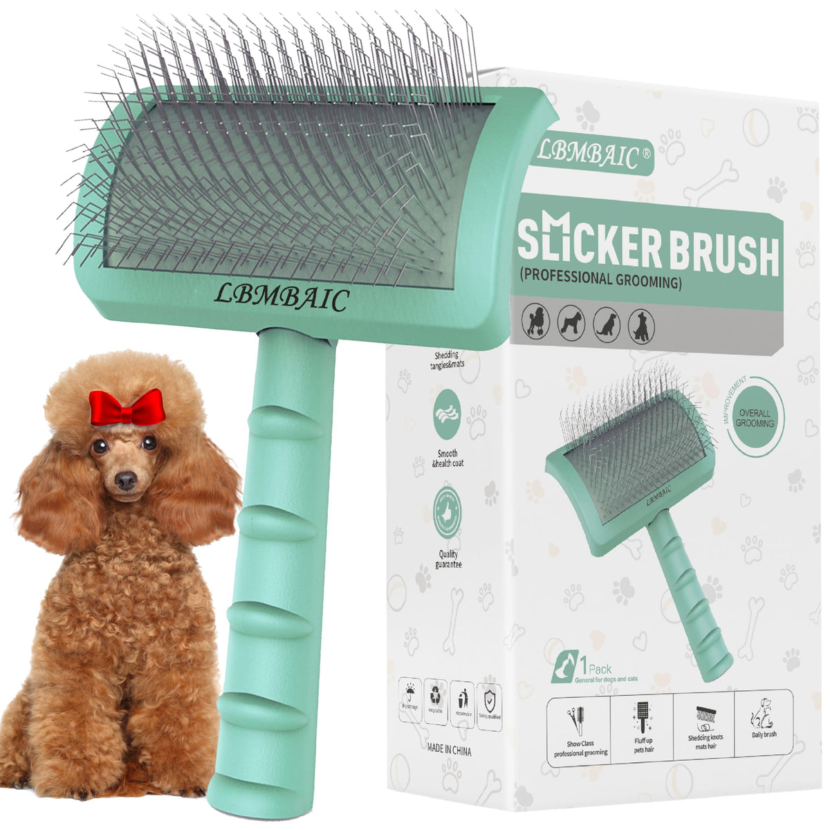 Dog Slicker Brush for Doodles Poodles Fluffy Deshedding Loose Hair.