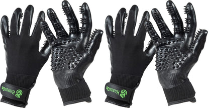 H HANDSON Pet Grooming Gloves - Patented #1 Ranked, Award Winning Shedding, Bathing, & Hair Remover Gloves - Gentle Brush for Cats, Dogs, and Horses (Grey, Medium)