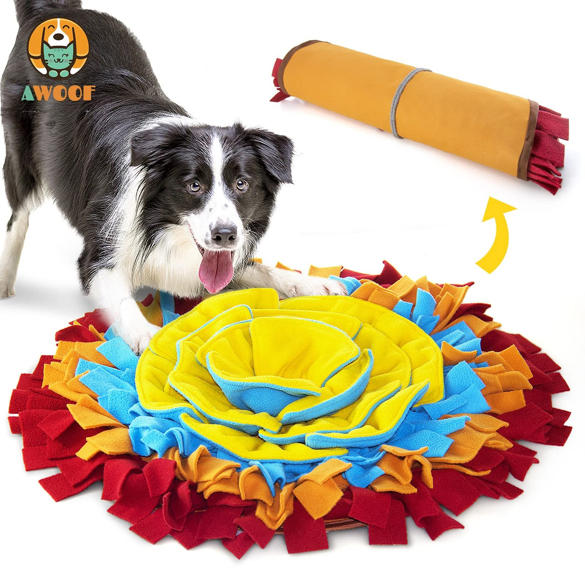AWOOF Pet Snuffle Mat for Dogs, Interactive Feed Game for Boredom, Encourages Natural Foraging Skills for Cats Dogs Bowl Travel Use, Dog Treat Dispenser Indoor Outdoor Stress Relief