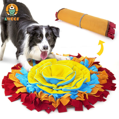 AWOOF Pet Snuffle Mat for Dogs, Interactive Feed Game for Boredom, Encourages Natural Foraging Skills for Cats Dogs Bowl Travel Use, Dog Treat Dispenser Indoor Outdoor Stress Relief