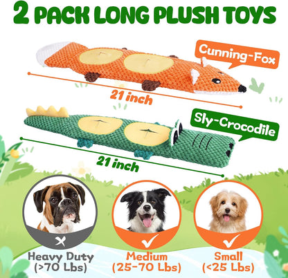 XIUGOAL Tough Dog Toys for Chewers, 2 Pack No Stuffing Squeaky Puppy Toys
