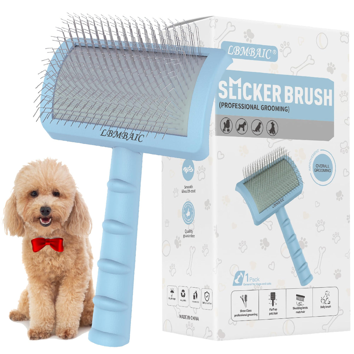 Dog Slicker Brush for Doodles Poodles Fluffy Deshedding Loose Hair.