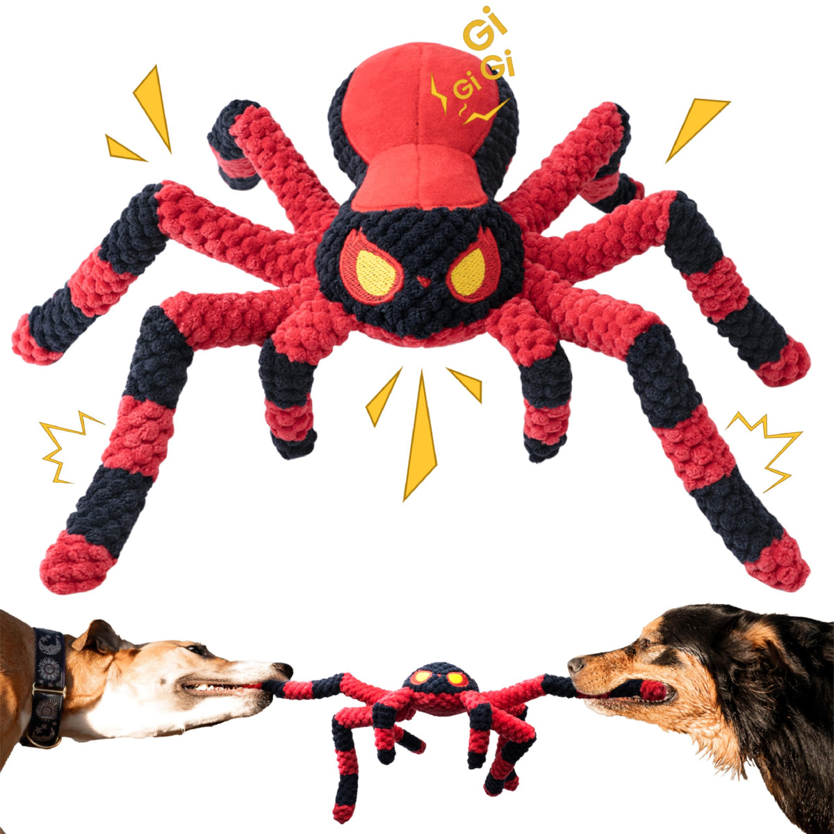 LEGEND SANDY Tough Dog Toys, Stuffed Chew Large Dog Toys to Keep Them Busy, Interactive Squeaky Tug of War Doggie Toy, Crinkle Blue Octopus
