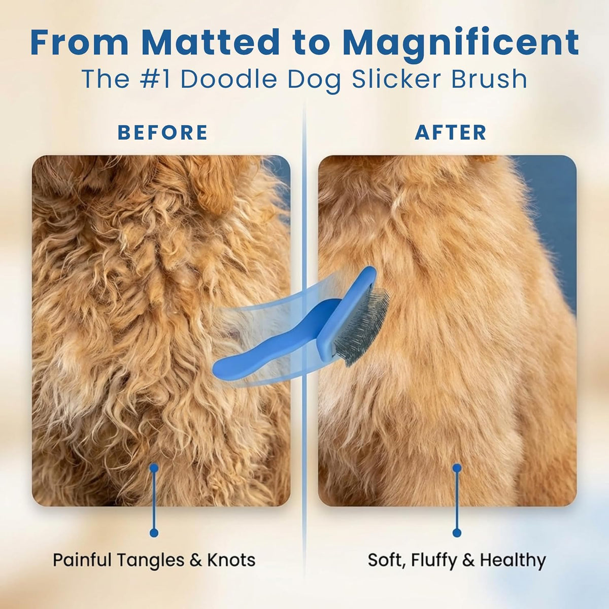 Slicker Brush for Dogs, Pet Grooming Brushes for Doodles & Poodles, Large