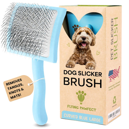 Slicker Brush for Dogs - Long Pin for Poodles, Doodles & Long Haired Dogs, Deshedding & Dematting Tool, Slicker Dog Brushes for Grooming (Coral, Flat Large)