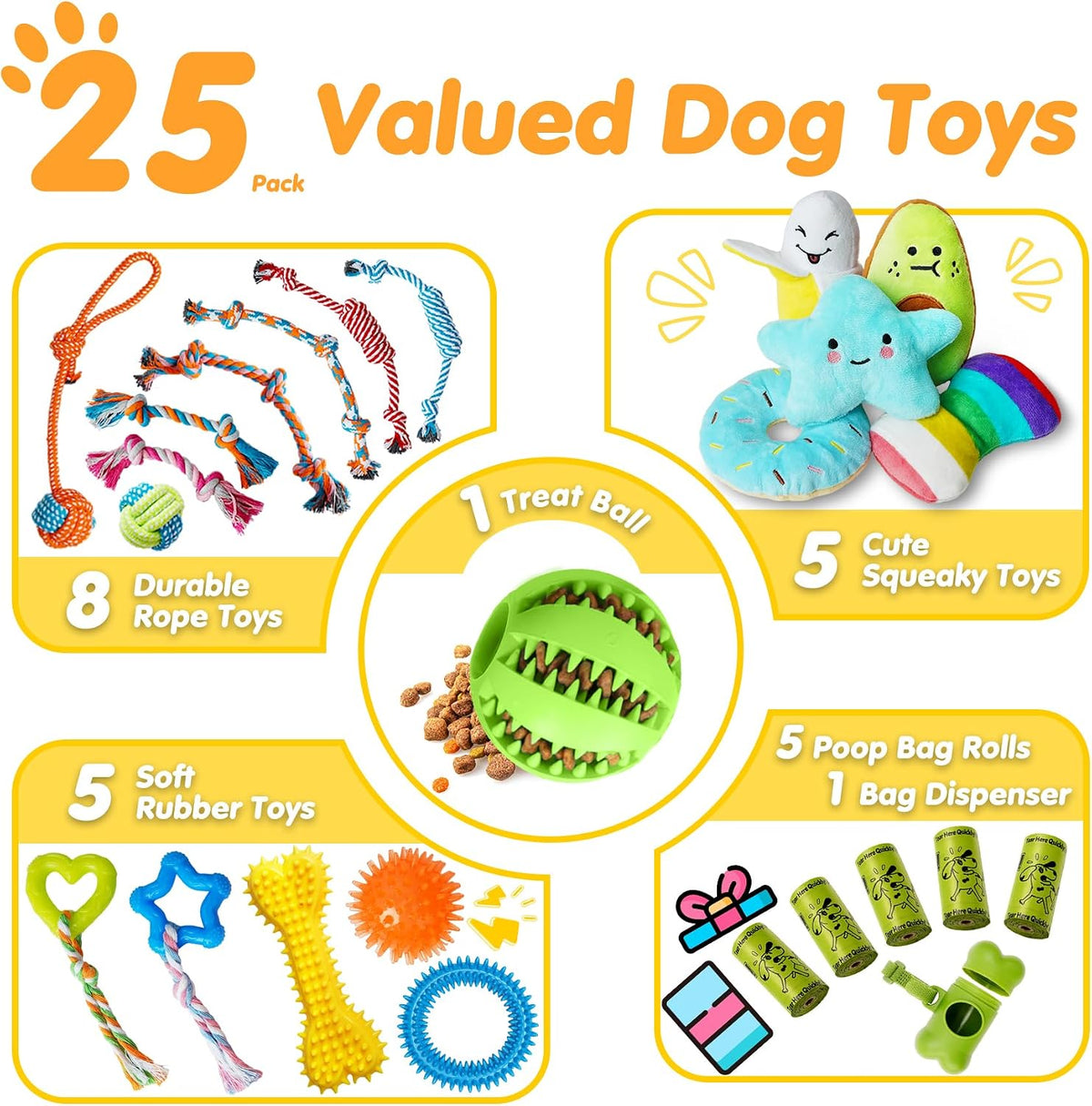 Zeaxuie 25 Pack Luxury Dog Chew Toys, Puppy Toys for Teething Small Dogs
