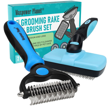 Maxpower Planet Dog Grooming Rake, Deshedding Undercoat Brush, Dogs & Cats