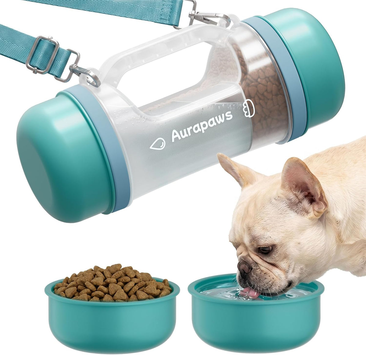 Dog Water Bottle Portable 20.3oz with Food Container & 2 Bowls