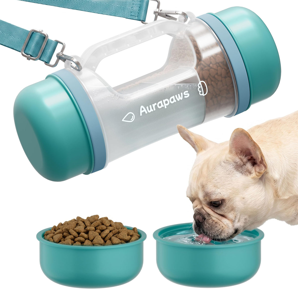 Dog Water Bottle Portable 20.3oz with Food Container & 2 Bowls