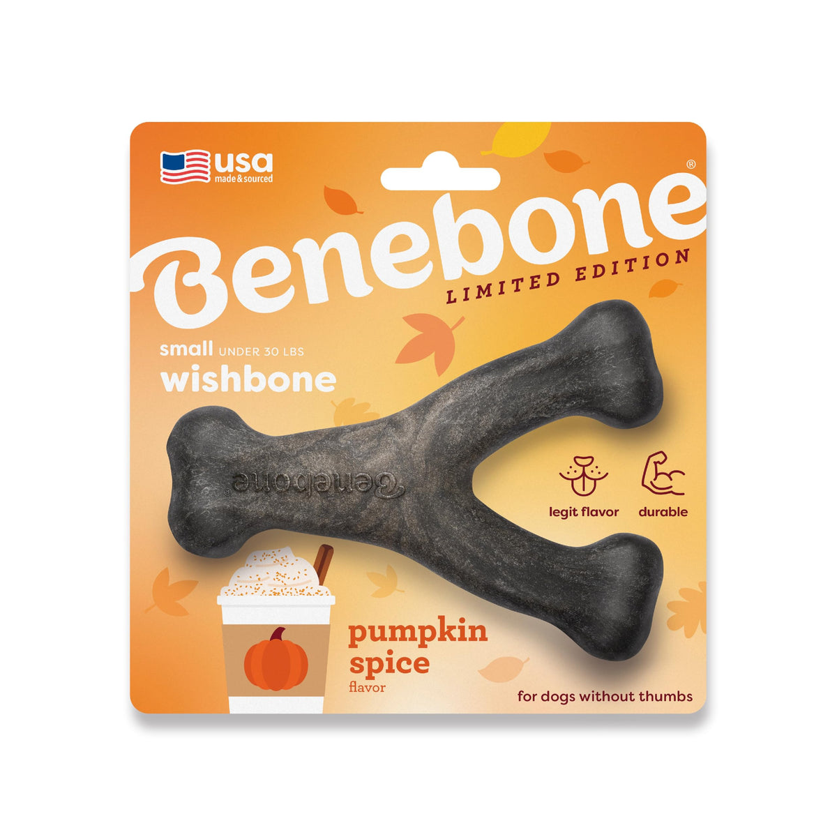 Benebone Wishbone Dog Chew Toy for Aggressive Chewers, Real Bacon, Medium
