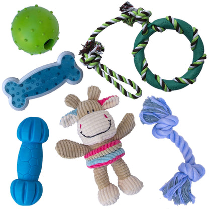 rocket & rex Puppy Chew Toys for Teething, Natural Rubber Set (6pk)