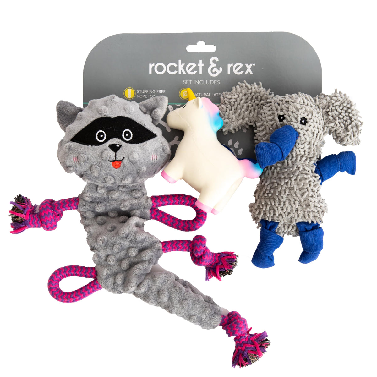 rocket & rex Puppy Chew Toys for Teething, Natural Rubber Set (6pk)