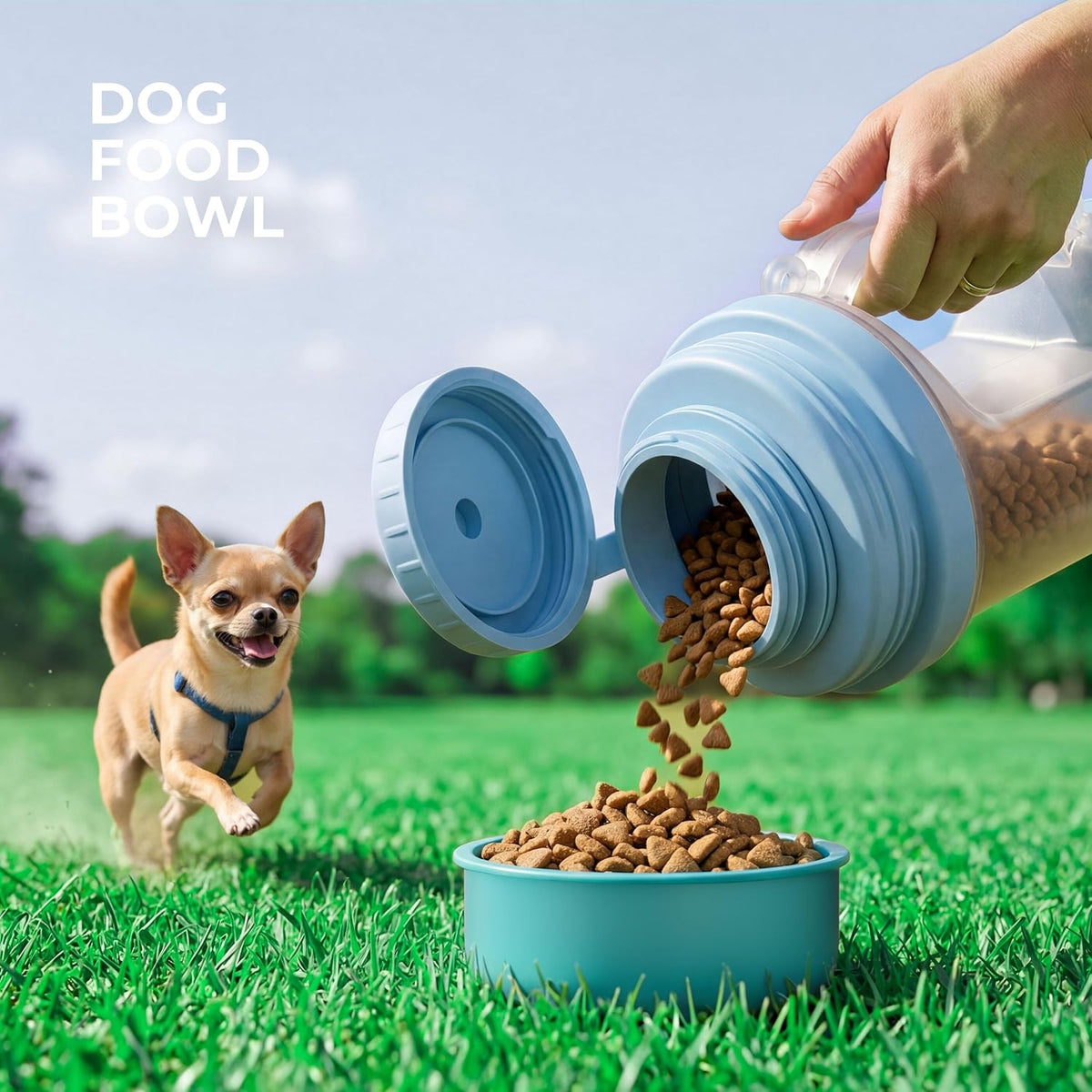 Dog Water Bottle Portable 20.3oz with Food Container & 2 Bowls