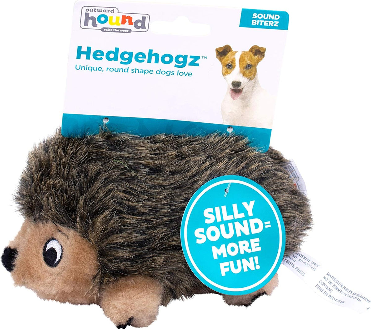 Outward Hound Hedgehogz Plush Dog Toy, Squeaks, Small, 6" x 4.5"