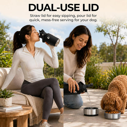 32 oz. Dog Water Bottle, Insulated Dog Travel Water Bottle, Stainless Steel Pet Water Bottle Dispenser, Portable Food and Water Bowl for Dogs for Walking Dog Canteen Travel Kit