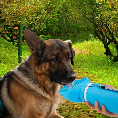 Portable Dog Water Bottle, Collapsible Water Bottle for Dogs Perfect for Walking, Hiking and Outdoors, Pet Drink Cup, Foldable Pet Travel Bowl with Wide Mouth Design, Leak Proof, Blue, 18.6oz/550ml