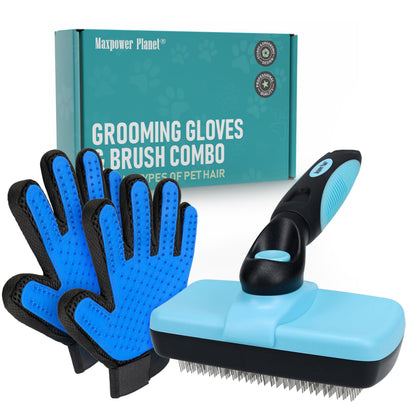 Maxpower Planet Pet Grooming Brush - Double Sided, Extra Wide for Dogs and Cats - Dematting Undercoat Rake, Reduces Shedding by 95%, Purple