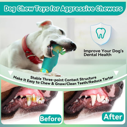 BIKIISEN Dog Toys for Aggressive Chewers, Squeaky Tough Chew Toys