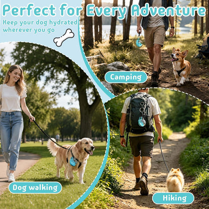 2 in 1 Portable Dog Water Bottle with Bowl, 10oz Leak-Proof Pet Dispenser