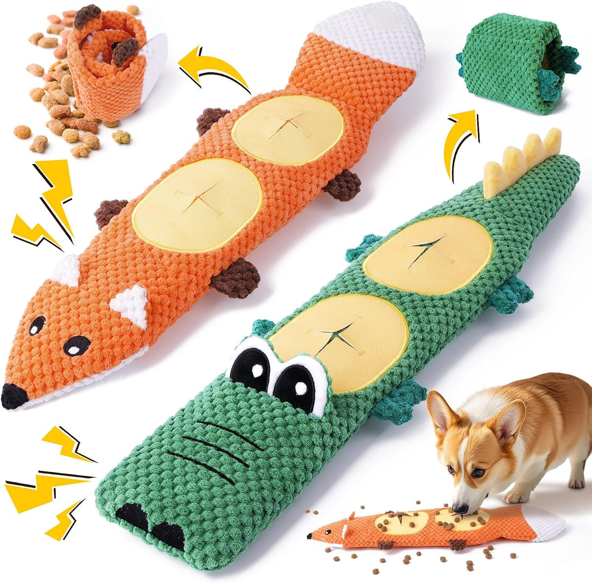 XIUGOAL Tough Dog Toys for Chewers, 2 Pack No Stuffing Squeaky Puppy Toys