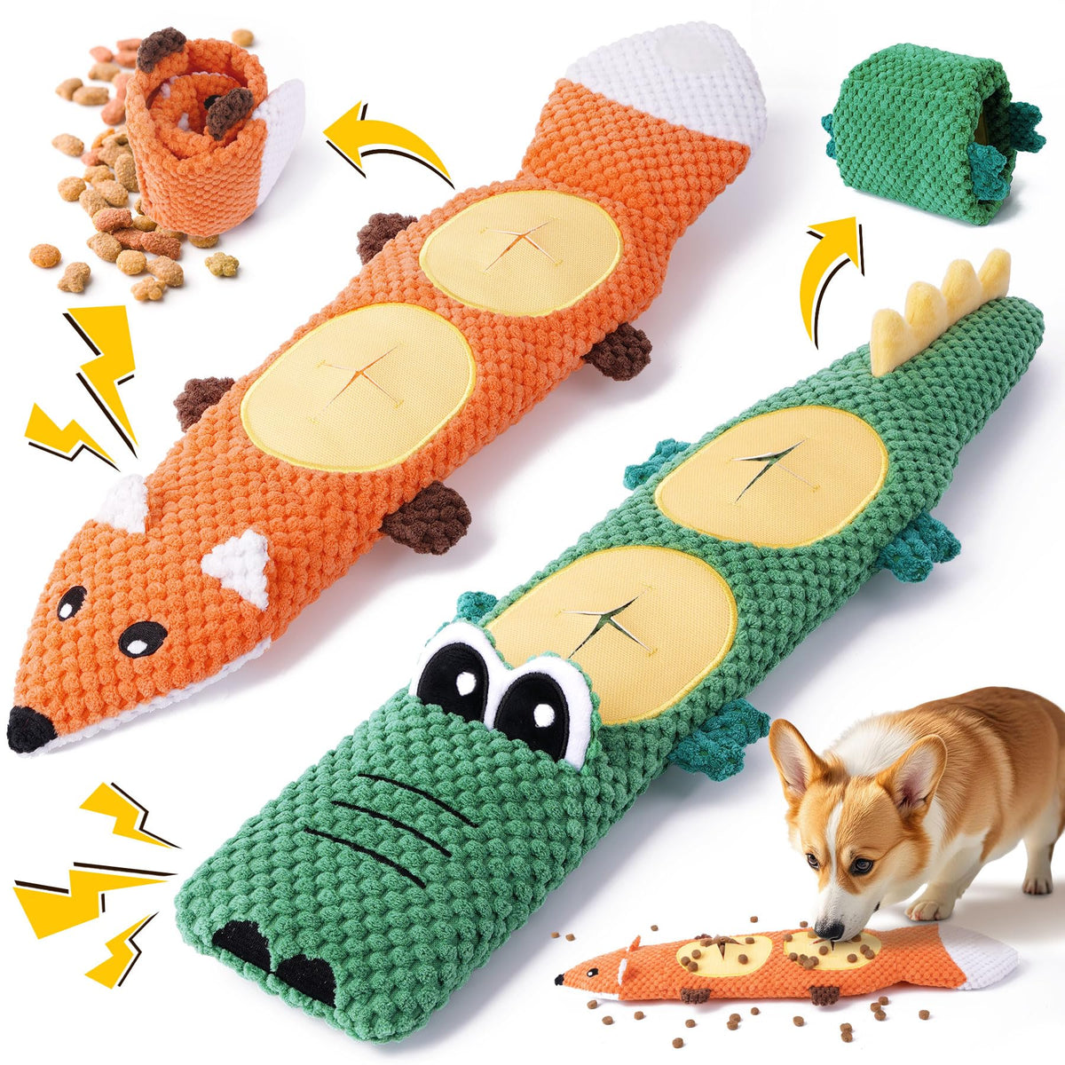 XIUGOAL Tough Dog Toys for Chewers, 2 Pack No Stuffing Squeaky Puppy Toys