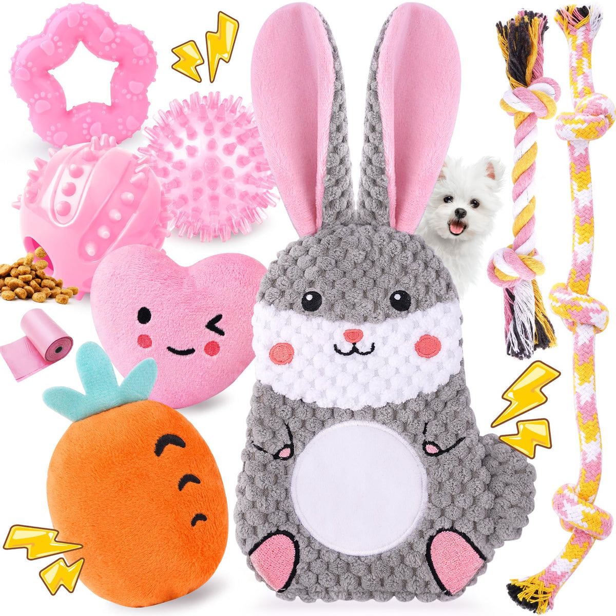 Zeaxuie 9 Pack Luxury Puppy Toys for Teething Small Dogs, Puppy Chew Toys with Cute Squeaky Dog Toys, Ball and More Rope Dog Chew Toys