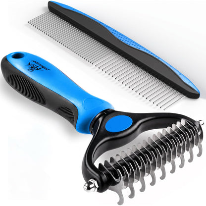 Pat Your Pet Deshedding Brush & Metal Comb Grooming Combo